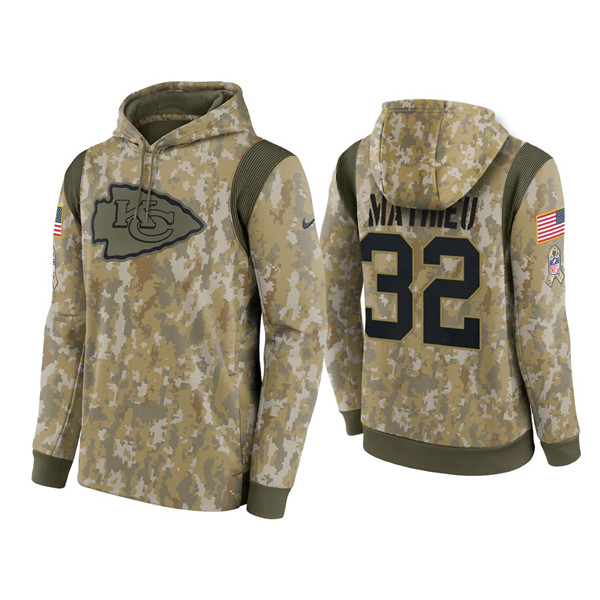 Men's Kansas City Chiefs #32 Tyrann Mathieu Camo 2021 Salute To Service Therma Performance Pullover Hoodie Men's Kansas City Chiefs #32 Tyrann Mathieu Camo 2021 Salute To Service Therma Performance Pullover Hoodie